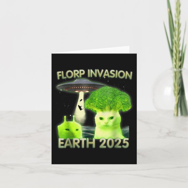 Carte Amusant Alien Chat Mème Florp Invasion Terre 2025  (Devant)
