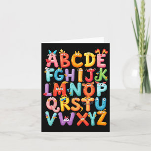 Carte Amusant Alphabet A-z Abc Enfants Retour À L'École 
