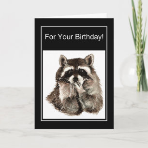 Carte Amusant Anniversaire Raccoon soufflant Baisers