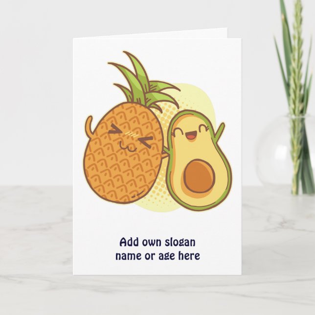 Carte Amusant Avocado Ananas Best Friends BFF Kawaii (Devant)