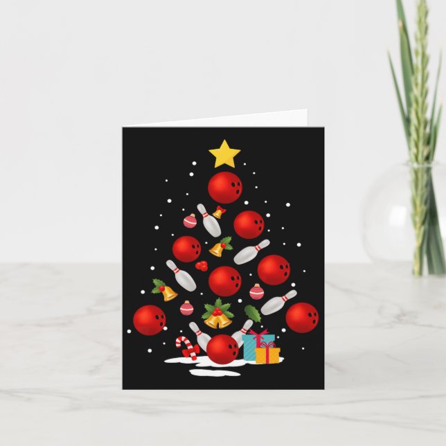 Carte Amusant Bowling Christmas Tree Lumières Noël Cadea (Devant)