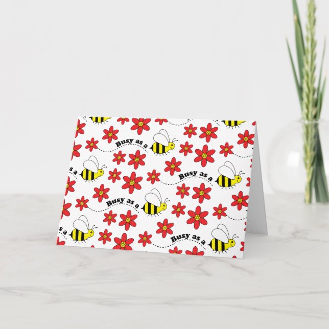 Carte Amusant Busy Petite Bumble Bee Motif mignonne (Devant)