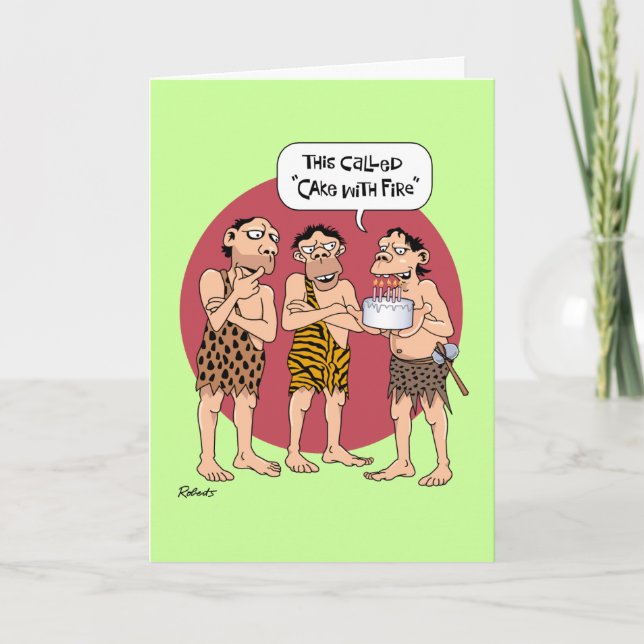Carte Amusant Cavemen Anniversaire (Devant)
