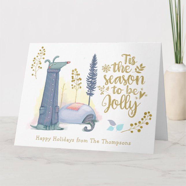 Carte Amusant Cette Saison D'Être Jolly Cote Dog Christm (Devant)