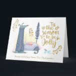 Carte Amusant Cette Saison D'Être Jolly Cote Dog Christm<br><div class="desc">Une jolie illustration d'un chien et d'un chat bien emballés pour l'hiver donne du plaisir à vos salutations festives en même temps que la typographie set Tis The Season To Be Jolly. Le reste du texte, vos salutations et vos noms en bas et le message à l'intérieur, peuvent être facilement...</div>