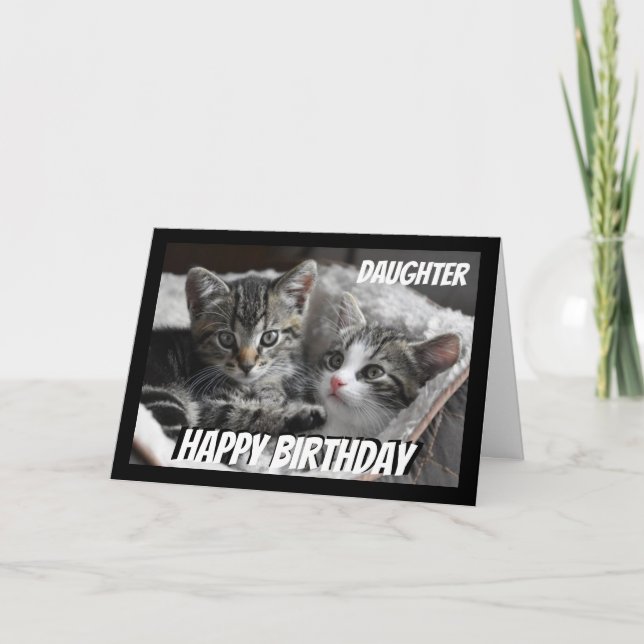 Carte Amusant Coeur au coeur Fille Anniversaire Chat Ani (Devant)