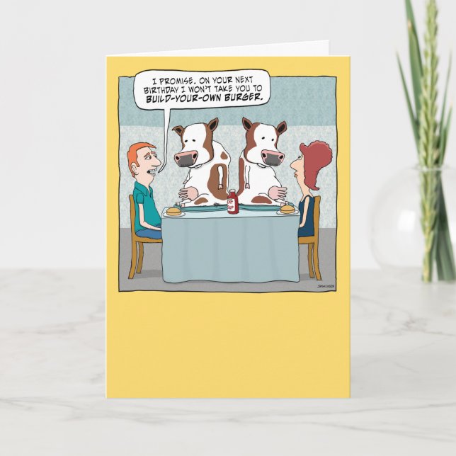 Carte Amusant Construisez vos vaches Burger Anniversaire (Devant)