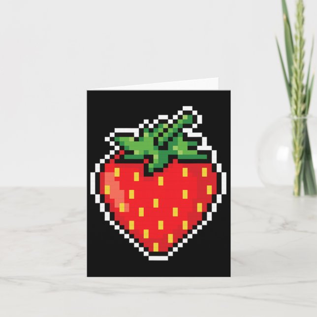 Carte Amusant Costume d'Halloween Pixel fraise 80s (Devant)