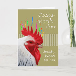 Carte Amusant désir d'anniversaire de coq, Cock-a-doodle