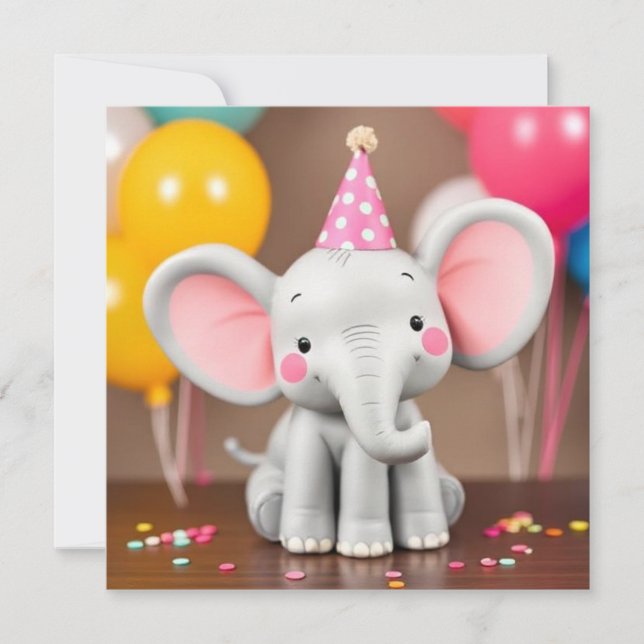 Carte Amusant éléphant Joyeux anniversaire (Devant)