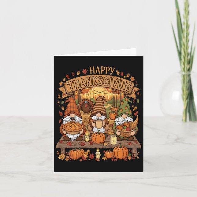Carte Amusant Escouade Gnome De Thanksgiving Avec Automn (Devant)