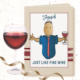 Carte Amusant Ethnic Homme Cartoon Red Wine Classic Anni