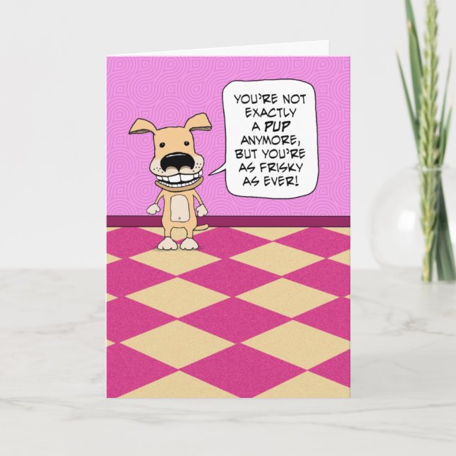 Carte Amusant Frisky Puppy Anniversaire (Devant)