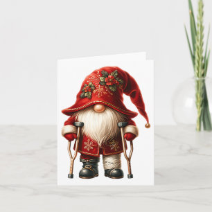 Carte Amusant Gnome Crutches Noël Ornament Pour