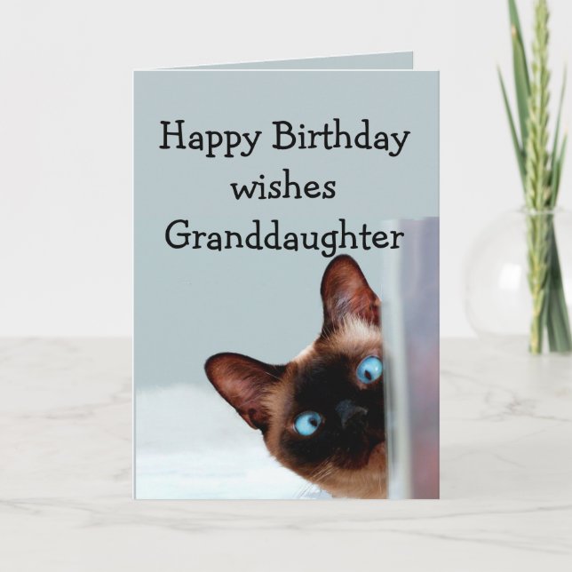 Carte Amusant Grandgirl Anniversaire Wings Chat Siamese (Devant)