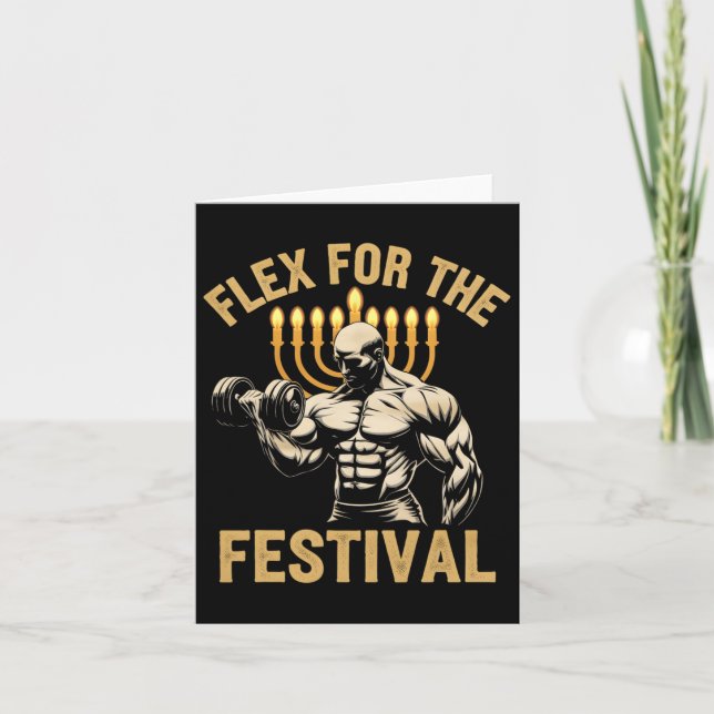 Carte Amusant Hanoukka Juif Gym Workout Flex Pour Les Fe (Devant)
