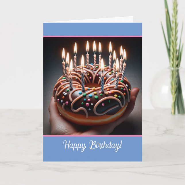 Carte Amusant "Hole Foods" Anniversaire avec Donut décor (Devant)