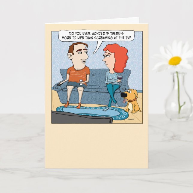 Carte Amusant hurlement à la télévision Anniversaire (Petite plante)