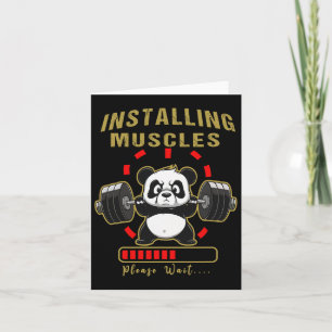 Carte Amusant Installation Muscle Panda Poids Lifting Ba