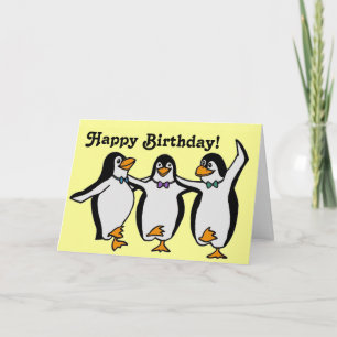 Carte Amusant Joyeux Pingouins Dansants Anniversaire