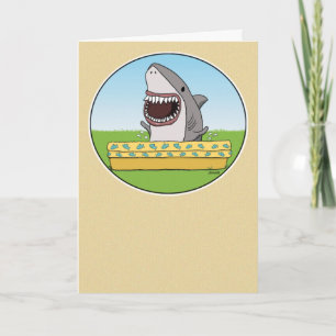 Carte Amusant Joyeux requin Peeing dans la piscine Anniv