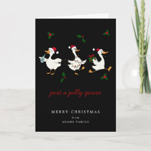 Carte Amusant juste une oie joyeuse noire Santa Noël idi