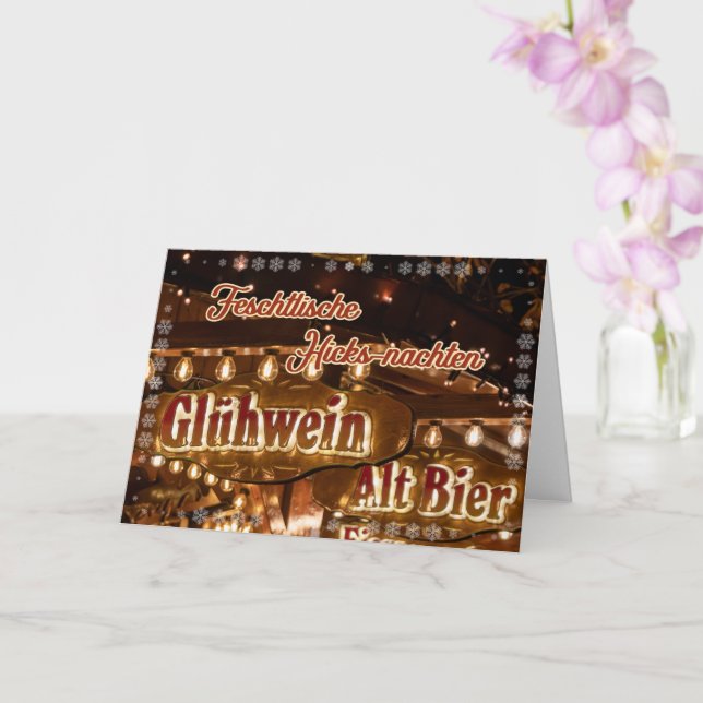 Carte Amusant marché allemand de Noël salutations (Orchidée)