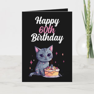 Carte Amusant Mari de chat noir et blanc 60e anniversair
