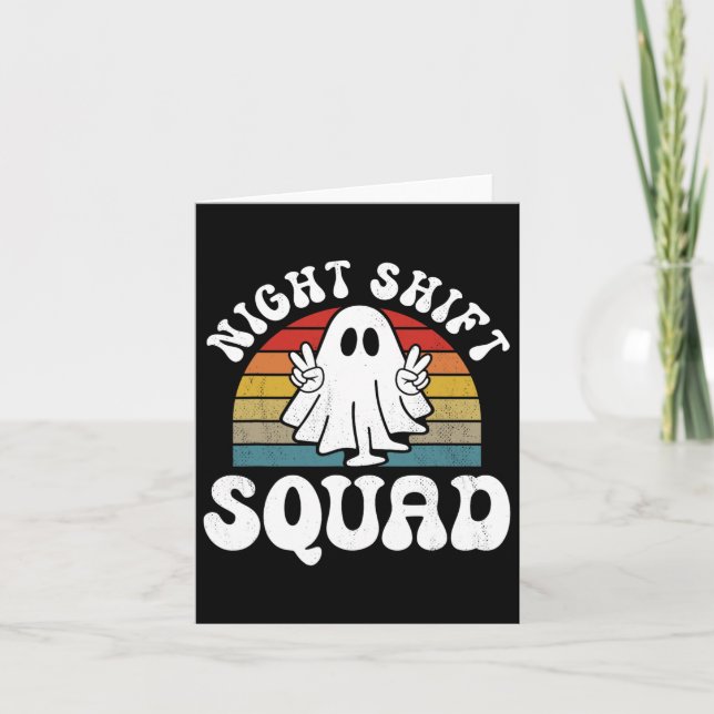 Carte Amusant Night Shift Squad Halloween Travailleur de (Devant)
