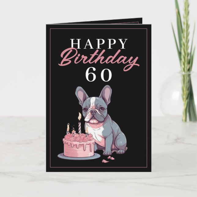 Carte Amusant Noir et Rose Bulldog Husband Anniversaire (Devant)
