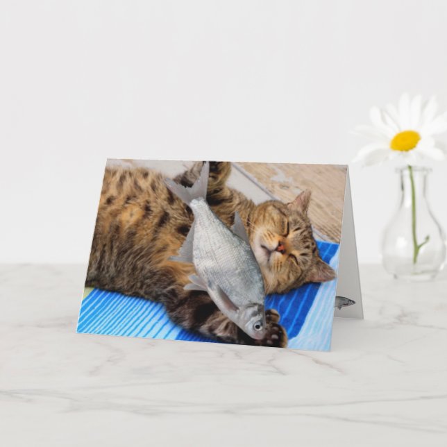 Carte Amusant papa pêcheur Anniversaire (Petite plante)