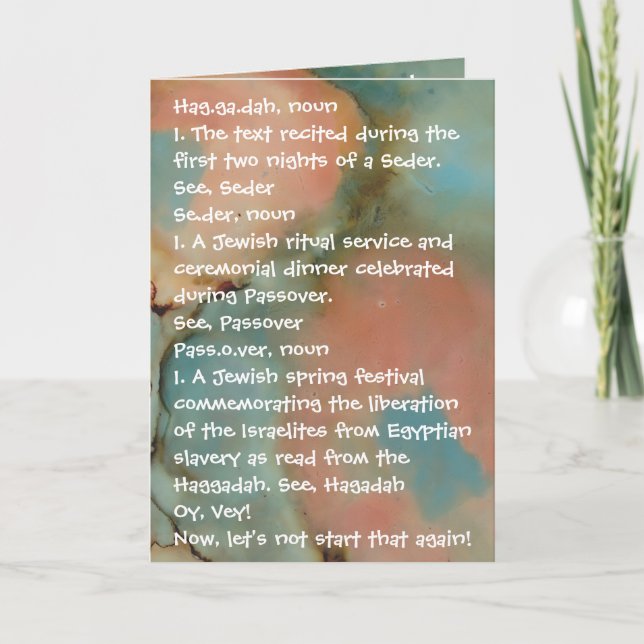 Carte Amusant passover Définir les couleurs du haggadah (Devant)