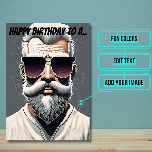 Carte Amusant Porté Mec Anniversaire avec lunettes de so (This funny card is specifically for the friend in your life with the awesome beard. )