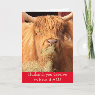 Carte Amusant Pour Mari Scottish Steer Anniversaire