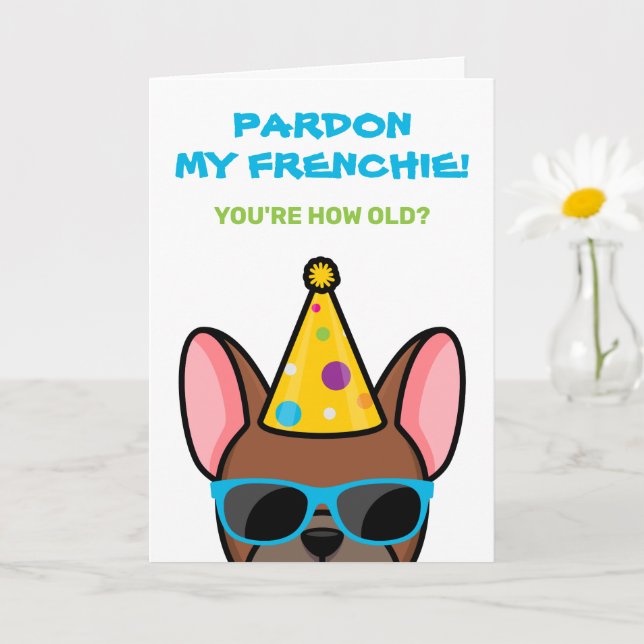 Carte Amusant Red Fawn French Bulldog Frenchie Birthday  (Petite plante)