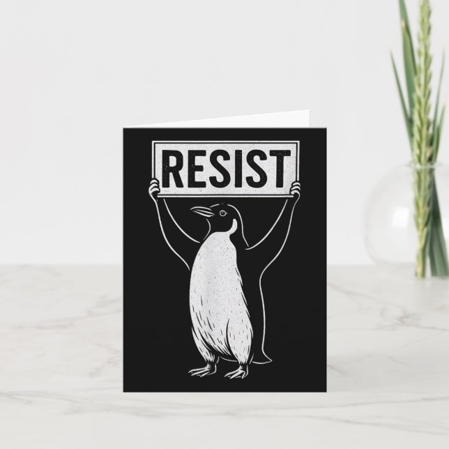 Carte Amusant résister à l'activisme pingouin conception (Devant)