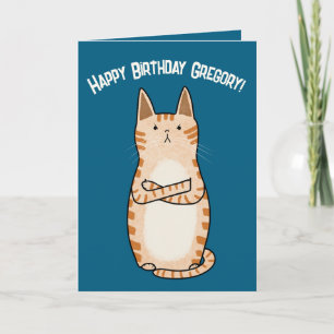 Carte Amusant Sarcastique Grumpy Orange Chat Anniversair