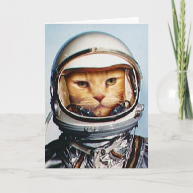 Carte Amusant "Space Cat" Anniversaire (Devant)