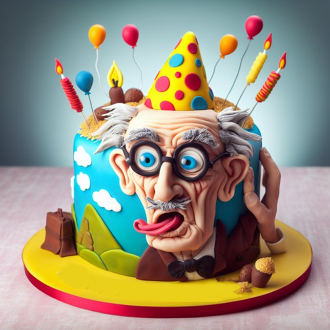 CARTE AMUSANT SUR LA COLLINE THÈME DE GÂTEAU D'ANNIVERSA (Créateur téléchargé)