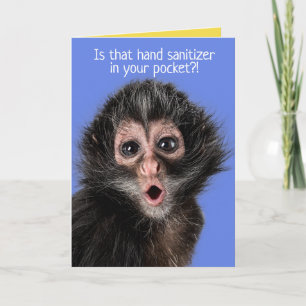 Carte Amusant Surpris Monkey Sanitizer Salutation main