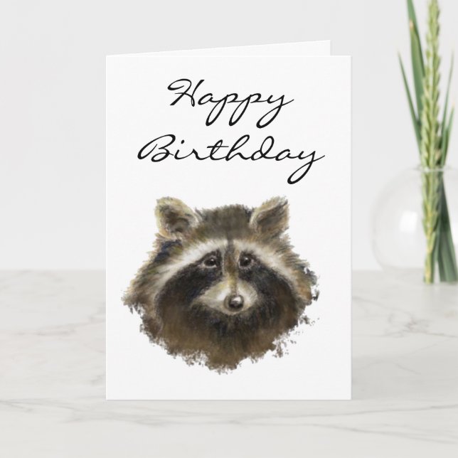 Carte Amusant, Vieille Âge, Humour, Anniversaire Raccoon (Devant)