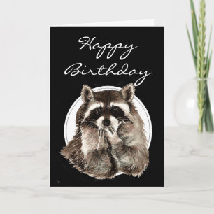 Carte Amusant, Vieille Âge, Humour, Anniversaire Raccoon