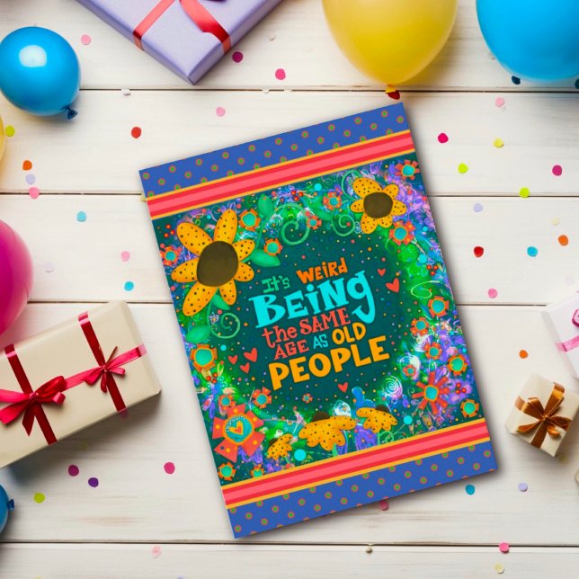 Carte Amusant Vieux Gens Floral Amusant Anniversaire Ins (Créateur téléchargé)