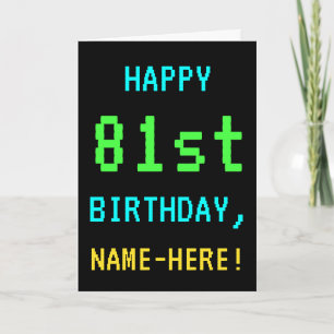 Carte Amusant Vintage/Retro Jeu vidéo Look 81e anniversa