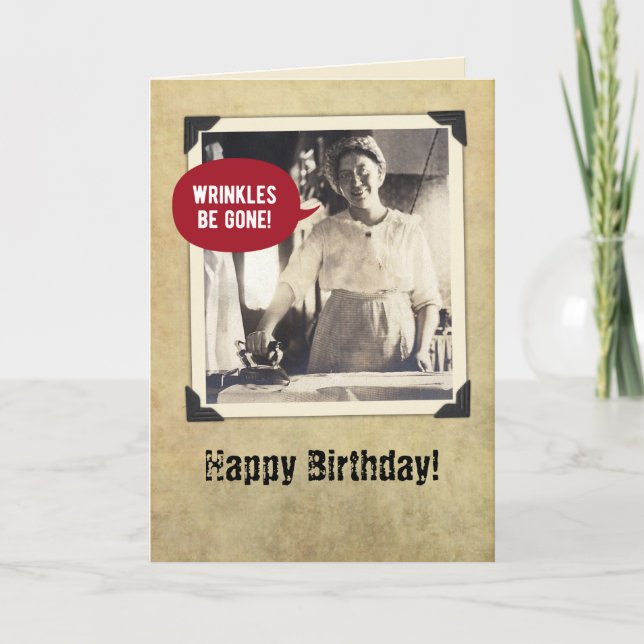 Carte Amusant Vintage Wrinkles gratuit Anniversaire (Devant)