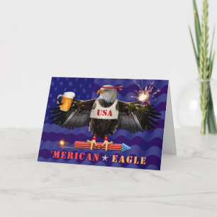 Carte Amusante 4 juillet Aigle Merican Bière et Feu d'ar
