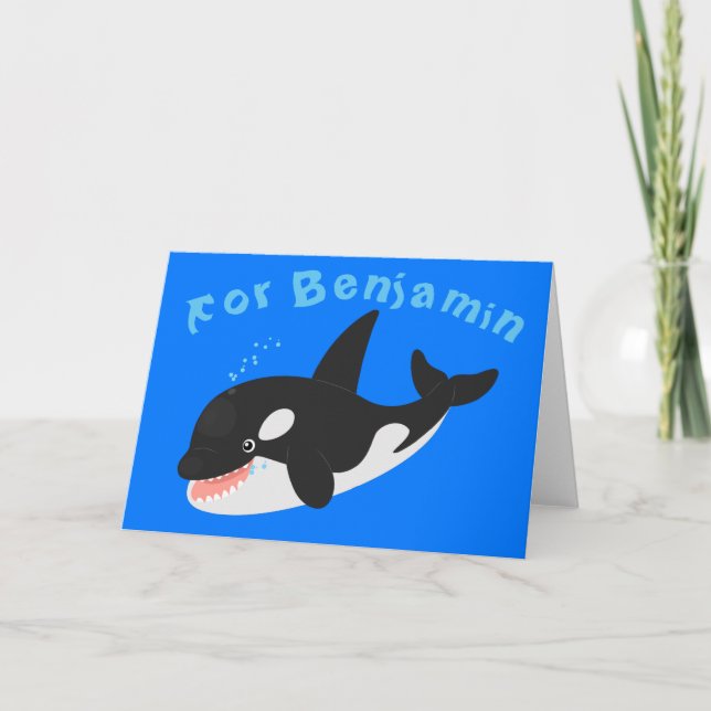 Carte Amusante baleine orque mignonne dessin animé (Devant)
