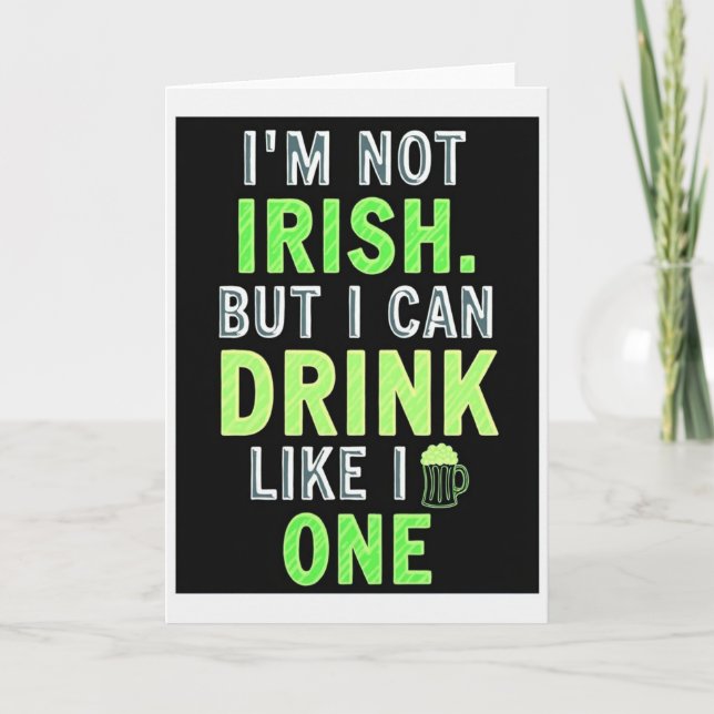 Carte amusante de boisson comme un Irlandais (Devant)