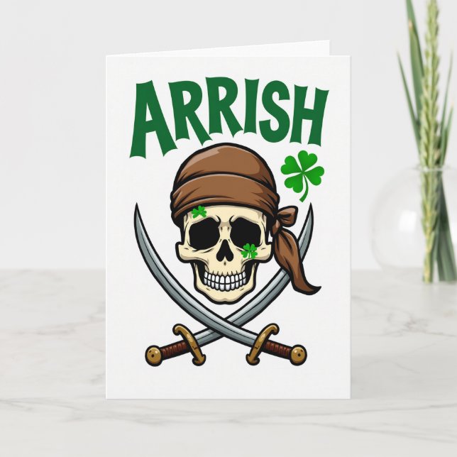 Carte amusante de crâne de pirate Arrrish (Devant)