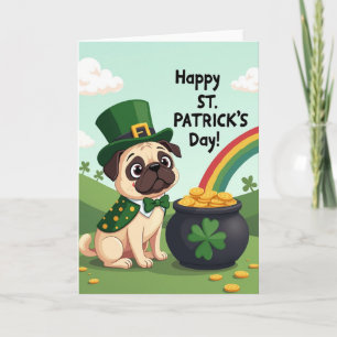 Carte amusante de la Saint-Patrick avec un pug